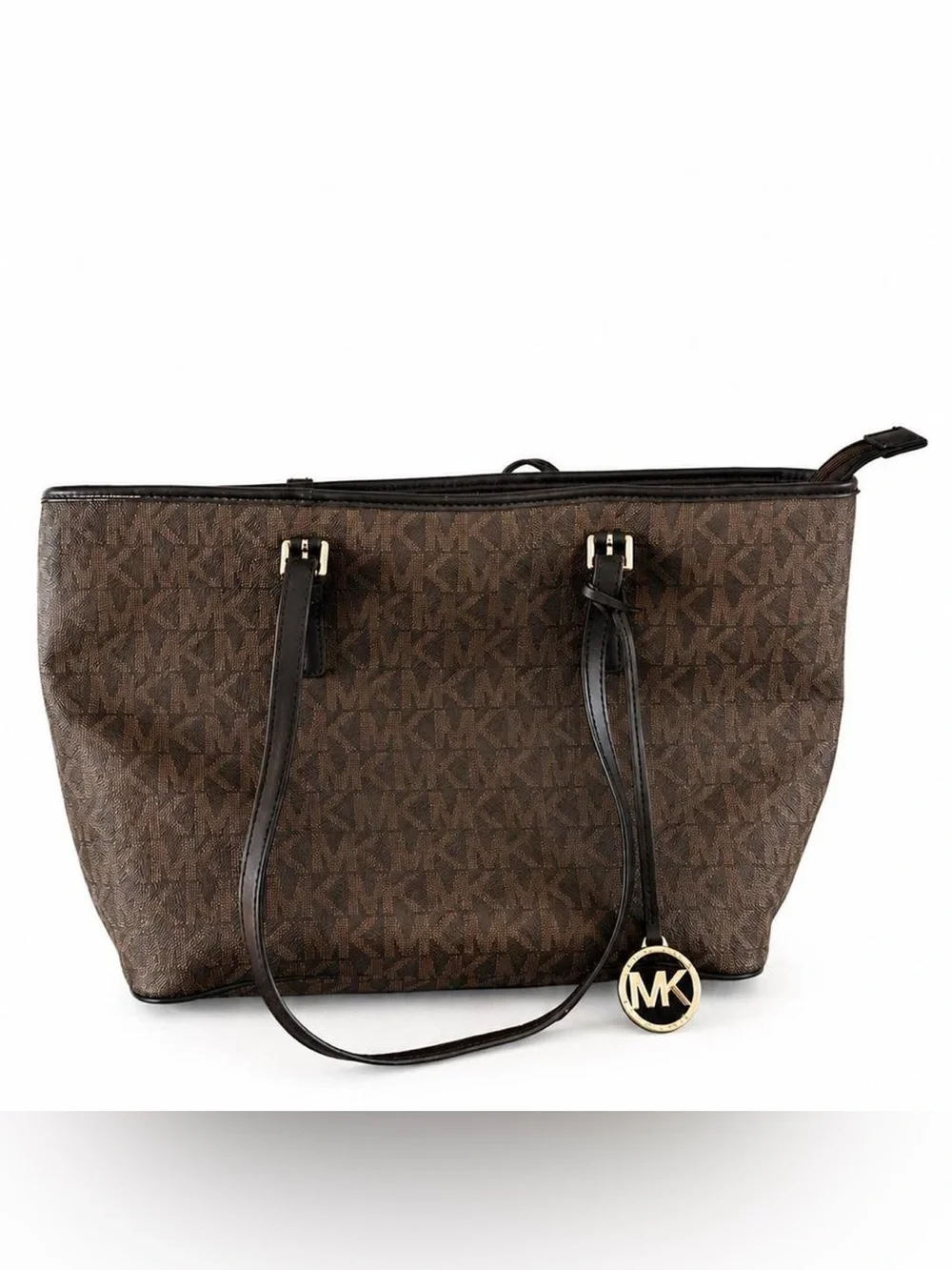 Michael Kors Brown Signature MK Monogram Tote Bag Shoulder Purse